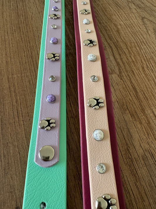 Collar Biothane - Doble capa menta y lila pastel
