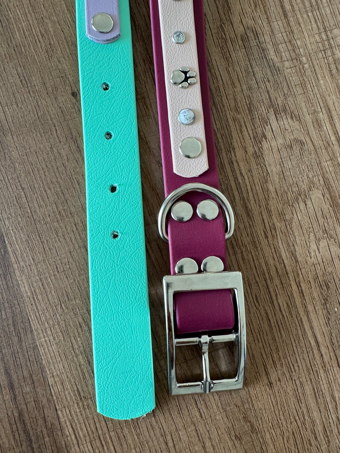 Collar Biothane - Doble capa burdeos y crema